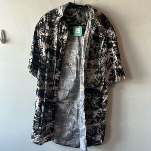 green tropical button up
